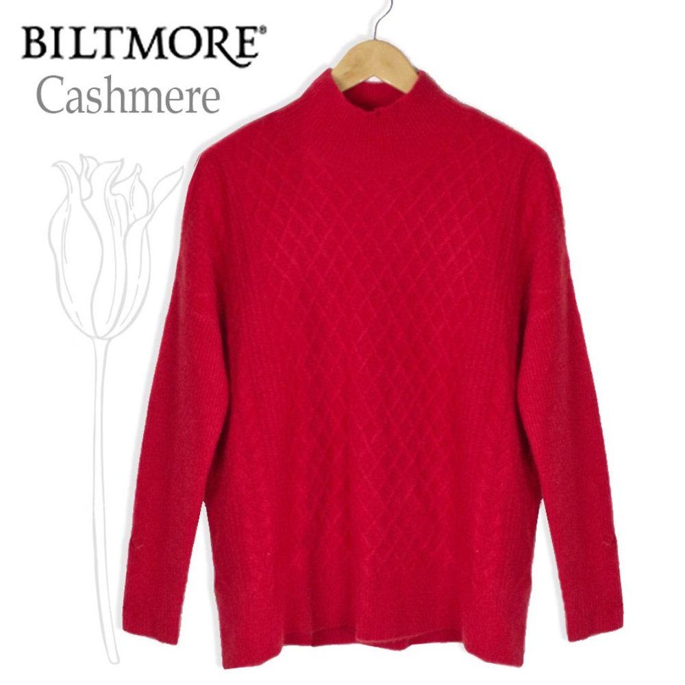BILTMORE Cashmere Scarlett Red Turtleneck Sweater M